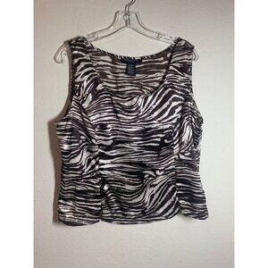 Perceptions Zebra Animal Print Business Casual Tank Top Women's Size 16 Y2K P10
